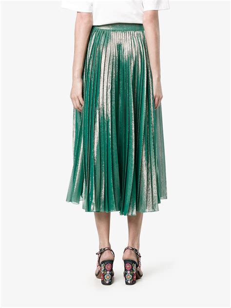 gucci pleated metallic skirt